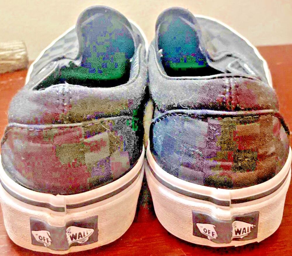 VANS Rare Slip On Gray Black Checkerboard Racing Flag Womens 9 Canvas Shoes - Picture 4 of 11